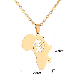 Pendentif dames en acier inoxydable plaqué or et argent, collier en forme de carte d'afrique, bijoux, cadeau de noël, offre spéciale - Product Image 6
