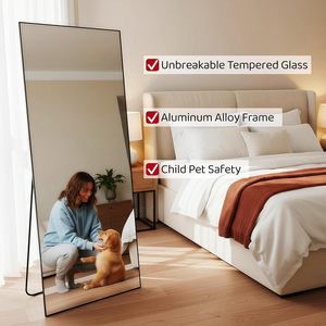GKMZCGT Full Length <b>Mirror</b> 71x30 Inch <b>Rectangular</b> Aluminum Alloy Frame <b>Wall</b> Mountable Tempered Glass Minimalist Design - Product Image 5