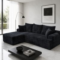 Eck-L-förmiges Sektionalsofa in einer Box Schwarzes Cord-Modulsofa mit Chaiselongue Platzsparend