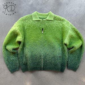 เสื้อถักแขนยาวมีซิปเสื้อแจ็กเก็ตผ้าขนแกะผ้าขนแกะคาร์ดิแกนสำหรับผู้ชาย KD - Product Image 3