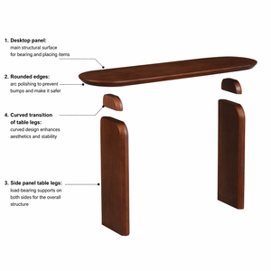 Modern Scandinavian Japandi Black Walnut Wood Veneer Oval <strong>Dining</strong> <strong>Table</strong> 2 Seater <strong>140cm</strong> Minimalist MDF <strong>Dining</strong> Room Furniture - Product Image 6