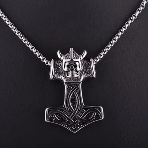 Collares y Colgantes de Martillo, Amuletos con Diseño de Fantasma, Joyería Hip Hop Punk, Accesorios de Calavera Vikinga de Acero Inoxidable - Product Image 3