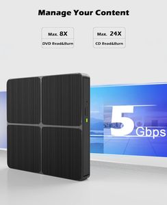 Lecteur optique externe <span class=keywords><strong>DVD</strong></span> RW, <span class=keywords><strong>graveur</strong></span>, transfert <span class=keywords><strong>de</strong></span> données haute vitesse, USB 3.0, compatible <span class=keywords><strong>DVD</strong></span>-RW avec PC <span class=keywords><strong>de</strong></span> bureau - Product Image 4