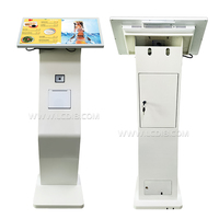 Kiosque en libre-service de 21,5 pouces, machine de gestion de file d'attente pour banque, école, restaurant, menu, hôtel, avec imprimante thermique et scanner de code QR