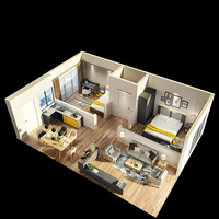 Ensemble de meubles d'appartement en MDF, lit design pour chambre moderne, ensembles de meubles de chambre à coucher en mélamine, meubles d'hôtel sur mesure, écologiques et durables