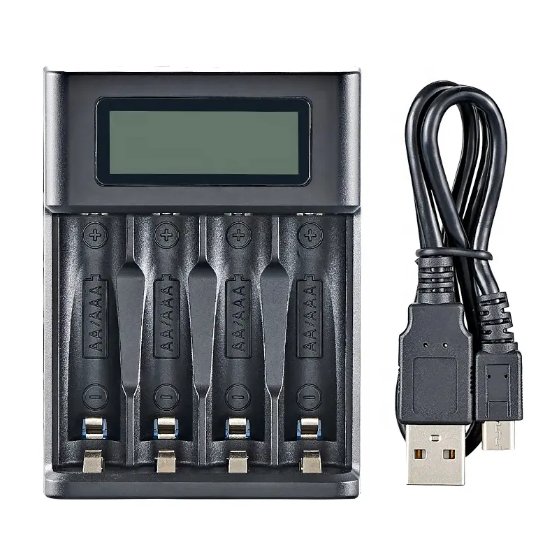 LCD Battery Charger AAA Free Sample 4 Slots LCD Indicator for 1.2V Ni-MH AA Rechargeable Battery 2A USB Charger