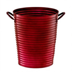 Great Design Metal Flower <b>Planter</b> Red Coated with Handle Indoor and <b>Outdoor</b> Home or Garden Decorative Pot - Product Image 1