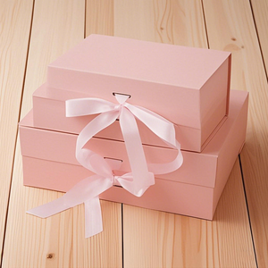 Hộp quà tặng giấy tái chế có thể tùy chỉnh logo, nắp đóng từ tính, có thể gấp gọn, hộp giấy màu hồng in logo riêng của bạn - Product Image 3
