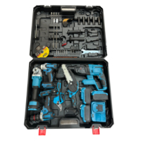 Juego de Herramientas Manuales Inalámbricas Industriales 4 en 1 HIERKIN para Profesionales con Llave de Impacto, Taladro y Amoladora Angular, Motor sin Escobillas y Maletín Rígido