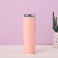 Gobelet droit en acier inoxydable de 20 oz 30 oz avec couvercle et paille design maigre pour boire directement et faire bouillir l'eau