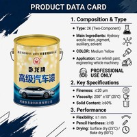 Peinture automobile Wolong 2K46 Jaune Moyen Hydroxyl Acrylique, finition brillante, séchage en 0,5h, ton chaud, couche protectrice solide pour