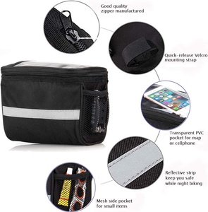 Borsa per Bicicletta con Tasca a Rete, <span class=keywords><strong>Cestino</strong></span> per Manubrio, Custodia per <span class=keywords><strong>Bici</strong></span> con Cinghia Regolabile ad Alta Capacità - Product Image 4
