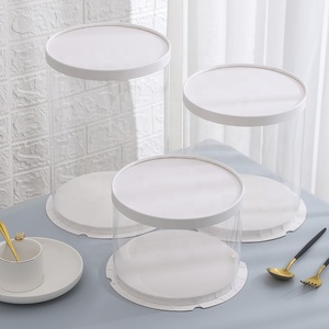 10 inch wedding clear round cake box in white colour