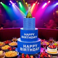 Présentateur de gâteaux d'anniversaire avec logo personnalisé à 3 niveaux Service de bouteilles VIP Présentateur de gâteaux d'anniversaire LED VIP pour la fête en boîte de nuit