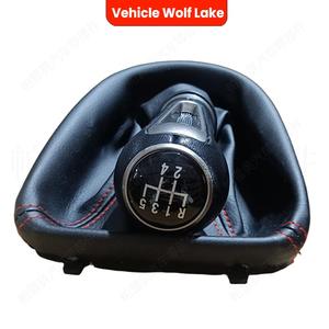 Palanca de cambios para coche Wolf Lake, cubierta de palanca de cambios de 5 velocidades para Seat Leon II MK2 2006-2012, costuras rojas - Product Image 3
