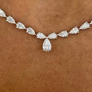 Glamoroso Collar de Tenis de Plata 925 con Moissanita Pera, Diseño de Lágrima, Elegante Joyería para Bodas y Fiestas, Regalo de Moda para Mujer - Product Image 6