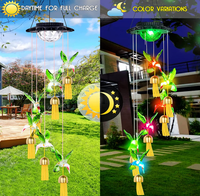 2024 nouveaux produits colorés jardin solaire lumières décoratives de Noël extérieur IP65 étanche pas cher cloches de verre carillons éoliens