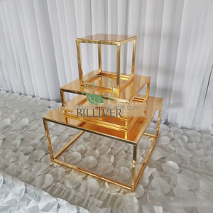 Lüks metalik altın Plinths kek destek ayırıcı düğün yıldönümü parti kek için kek standı paspayı - Product Image 4