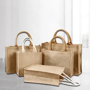 High Quality Jute Tote Bag Custom Printed Eco Reusable Shopping Jute Tote Bag Eco Friendly Medium Size Printed Bags