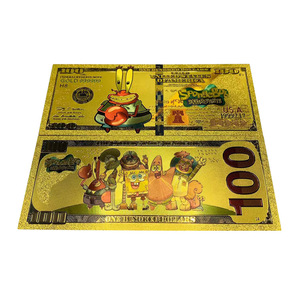 Billete de 100 Dólares Americanos de Bob Esponja, Diseño Personalizado de Anime, Chapado en Oro de 24k - Product Image 6