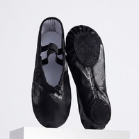 Chaussons de danse en cuir BW10 pour adultes, semelle souple fendue, à cordon, motif patte de chat, personnalisables avec logo, pour la pratique de la danse (vente en gros)