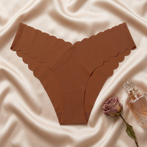Culotte string invisible sans couture pour femme, bord festonné, couleur unie, taille basse, en nylon extensible doux, respirant, séchage rapide, OEM ODM - Product Image 4