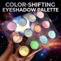 Palette de fards à paupières 12 couleurs en poudre de marbre mélangé, pigment optique personnalisé, finition scintillante, kit de maquillage avec boîte rose