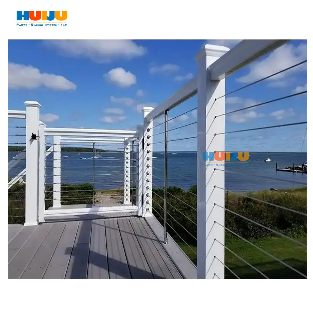 HJ vendita calda casa moderna per esterni in metallo in acciaio inox ringhiera disegni balcone filo nero balaustra