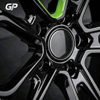 Rines Monobloque Forjados en Negro Brillante con Detalles en Verde, Ruedas de Aluminio para Lamborghini Supercar