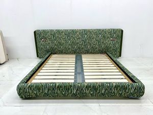 Base de Cama Moderna Tapizada, Tamaño King, Tela Suave, Diseño Minimalista, Estructura de Madera, Muebles de Dormitorio - Product Image 4