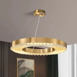 Suspension moderne de luxe en cristal et or pour salon, lustre de plafond en anneau de cristal de cuivre nordique - Product Image 5