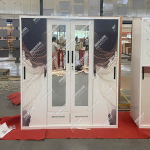 กวงดงตู้เสื้อผ้าบานเลื่อนคู่ทำจากเหล็กดีไซน์ทันสมัยแบบกำหนดเองได้ตู้เก็บเสื้อผ้าตู้เสื้อผ้าเฟอร์นิเจอร์ห้องนอน - Product Image 2