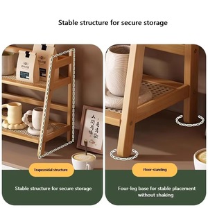 Three-tier bamboo shelf desktop cabinet <b>storage</b> <b>unit</b> display rack cup holder <b>kitchen</b> cosmetic <b>storage</b> <b>unit</b> spice caddy rack - Product Image 5