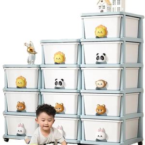 Armoire de rangement épaissie de type tiroir à motifs de dessins animés, boîte de rangement pour jouets, armoire en plastique pour vêtements d'enfants et usage domestique - Product Image 1