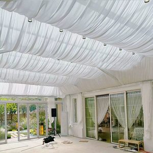 Voilage de plafond en mousseline blanche, rideau en tissu pour toit de tente, décoration suspendue pour salle de mariage, fête et événement de banquet - Product Image 4