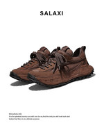 Chaussures de course sur sentier classiques de luxe en cuir véritable et daim beige, semelle robuste, style randonnée et marche en plein air