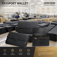 Portefeuille de voyage en cuir personnalisé avec logo, organiseur de documents familiaux, billets, monnaie, poche zippée texturée, cadeau pour homme et femme