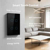 Interrupteur Intelligent Tuya Wifi Zigbee Ewelink Matter Apple Homekit 1/2/3/4 Gang avec ou sans neutre, avec ou sans condensateur