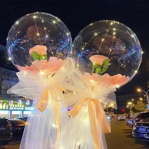 Ballons <span class=keywords><strong>Bobo</strong></span> transparents lumineux, bouquet de roses, ballon <span class=keywords><strong>Bobo</strong></span>, ballon de la Saint-Valentin, ballon à bulles LED pour joyeux anniversaire - Product Image 6