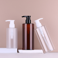 En stock, flacon en plastique PET ambré vide de 500 ml, pour shampoing et désinfectant pour les mains, avec pompe à lotion, pour les soins de la peau et les cosmétiques