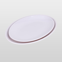 Assiette ovale en mélamine blanche à bord large et lisse, légère, anti-collision, pour buffet, banquet, présentation alimentaire multi-tailles, vaisselle