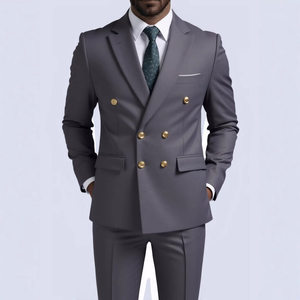 <span class=keywords><strong>Costume</strong></span> <span class=keywords><strong>sur</strong></span> <span class=keywords><strong>mesure</strong></span> uni à manches longues avec double boutonnage, deux pièces (haut + pantalon), <span class=keywords><strong>costume</strong></span> d'affaires pour homme, costumes de <span class=keywords><strong>mariage</strong></span> - Product Image 3