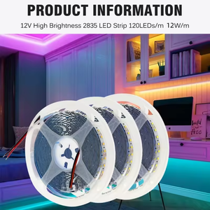 Bande lumineuse LED linéaire 12V 24V flexible et souple 8mm 120d 2835 RGB Rose Or Jaune Blanc Chaud Blanc Pur Blanc Naturel - Product Image 2