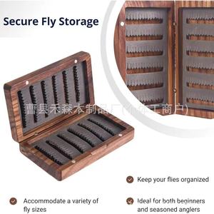 Boîte à leurres pour la pêche à la mouche, en bois de noyer noir, boîte pour hameçons et leurres artificiels, taille moyenne, pêche à la mouche, boîte en bois, pêche - Product Image 2