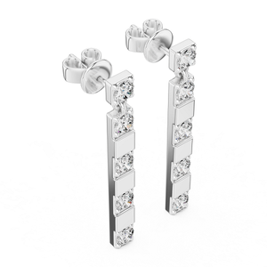 Boucles d'oreilles de luxe en argent avec diamants de laboratoire, bijoux de créateur élégants et scintillants, accessoire de mode, cadeau tendance - Product Image 3