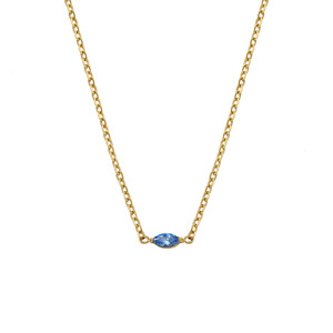 European American Fashion Stainless Steel Necklace Water Drop Shape Bezel Set Colored Zircon Clavicle Chain Daily Wear Leisure - Product Image 5