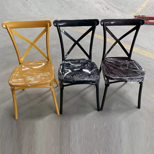 Silla <span class=keywords><strong>de</strong></span> Plástico con Respaldo Cruzado para Interiores y Exteriores, Silla Apilable <span class=keywords><strong>de</strong></span> Madera para Hotel, Banquetes y Bodas - Product Image 2