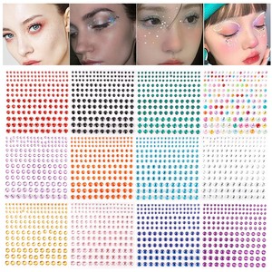 165 Pieces15-Color 3456mm Children's Stage Makeup Face Gem Stickers Rhinestone Diamond Crystal Multi-Size <strong>Circle</strong> - Product Image 1