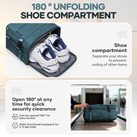 Sac à dos de voyage unisexe en jean pour bagages cabine Ryanair/EasyJet, sacoche d'ordinateur portable professionnelle avec compartiment à chaussures, tailles 40x30x20 et 45x36x20