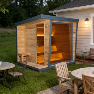 Sauna exterior de madera de abeto carbonizada con calentador eléctrico, 10% de descuento, precio económico. - Product Image 2